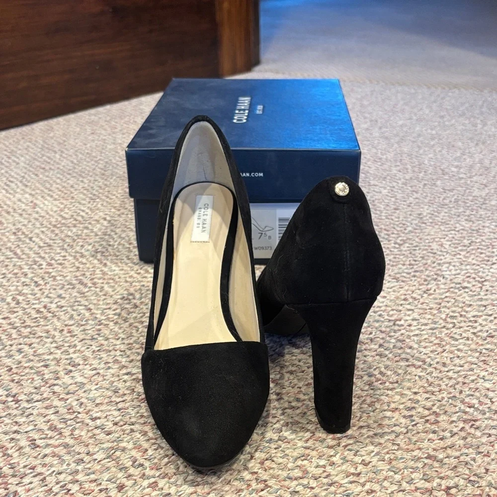 Cole Haan Black Suede Heels - Picture 3 of 5